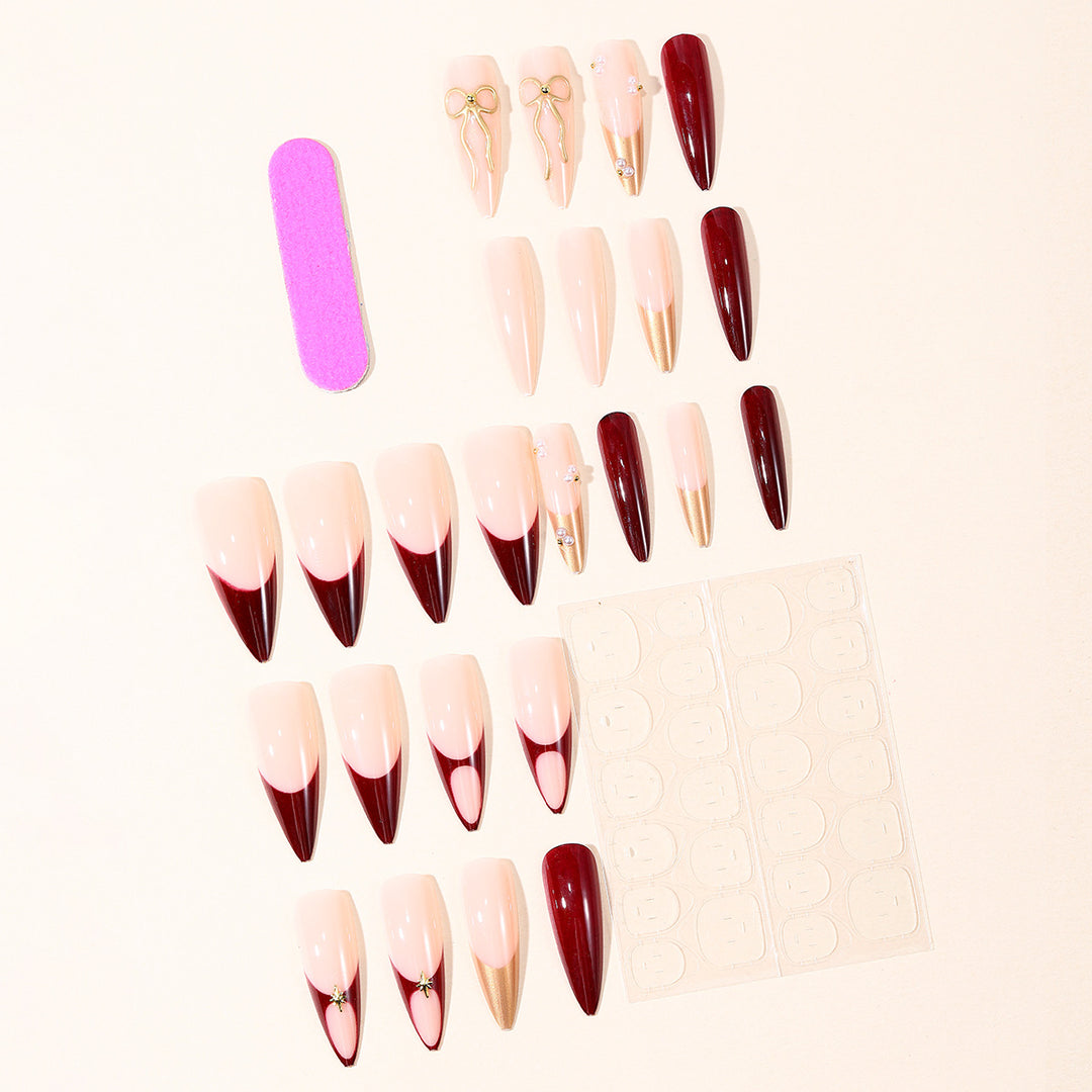 Artistic Stiletto Nail Art Kit with Gold Accents Stornfield