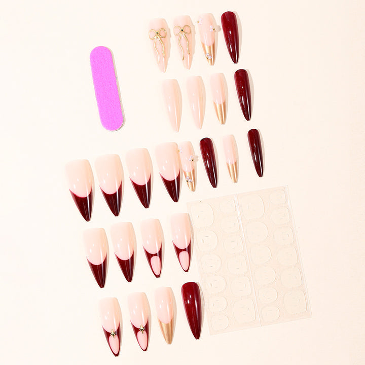 Artistic Stiletto Nail Art Kit with Gold Accents Stornfield