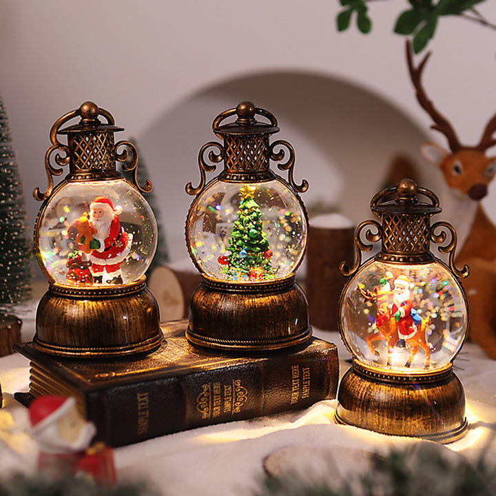 Nostalgic Christmas lantern with movable snowman scene Stornfield