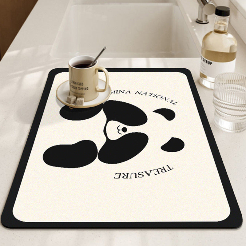 Playful Panda-Themed Decorative Kitchen Mat