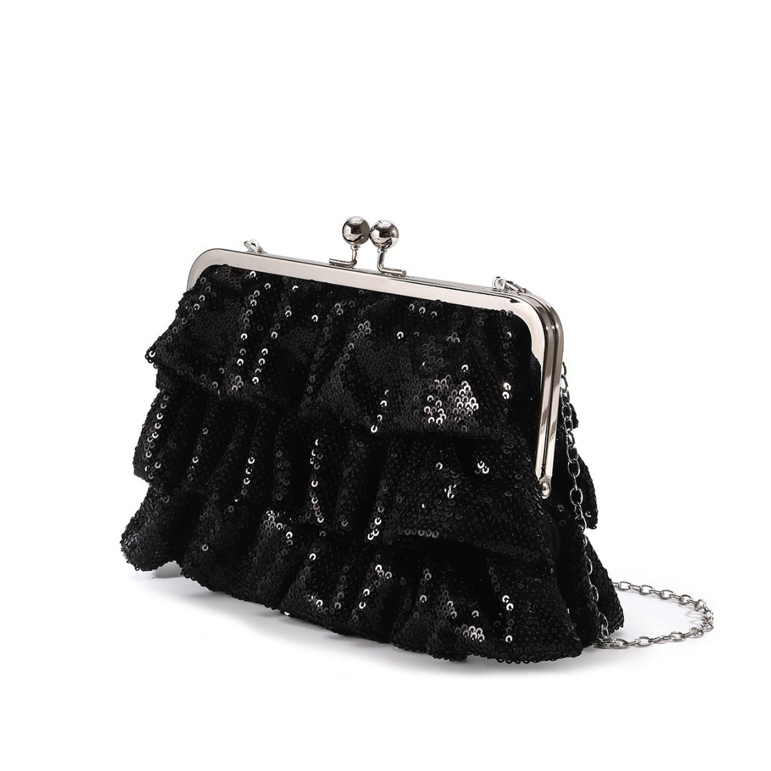 Ruffled Sequin Evening Clutch