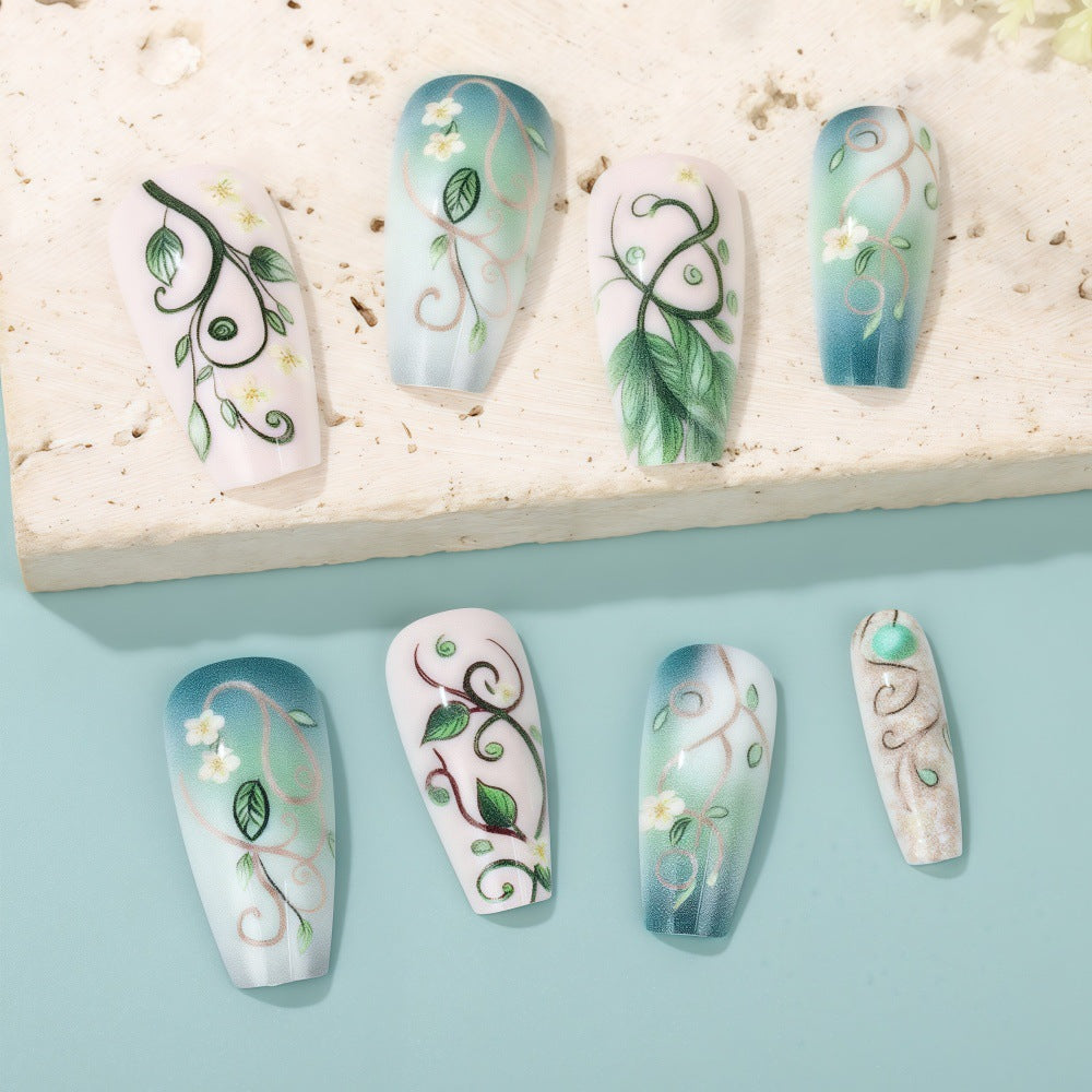 Artificial Nails Set with Floral Designs Stornfield