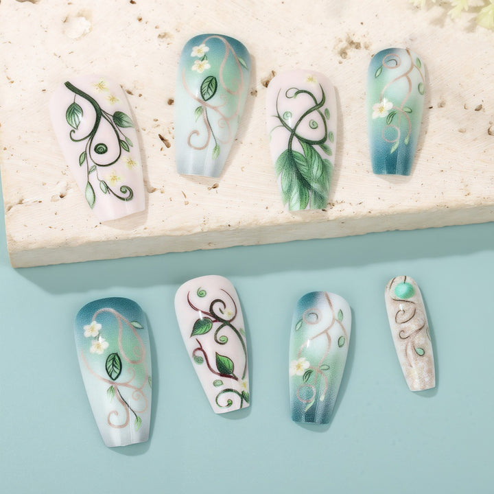 Artificial Nails Set with Floral Designs Stornfield