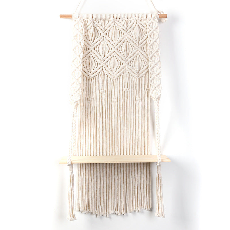 Macramé Wall Shelf with Integrated Plant Holder Stornfield
