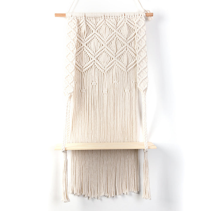 Macramé Wall Shelf with Integrated Plant Holder Stornfield