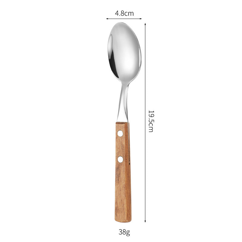 Dessert spoon with ergonomic wooden handle Stornfield