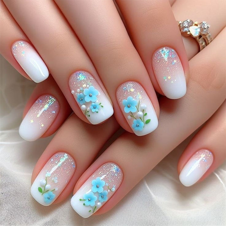 Artful nail extensions with floral design Stornfield