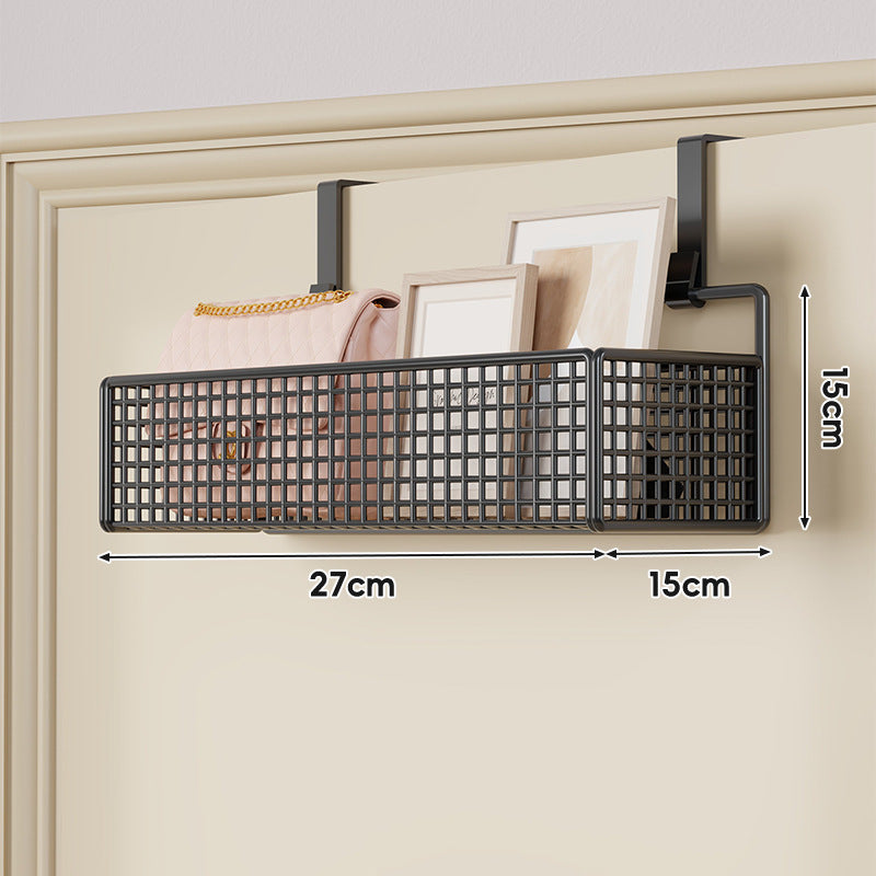 Over-Door Hanging Double-Tier Ventilated Mesh Storage Basket Organizer with Hooks