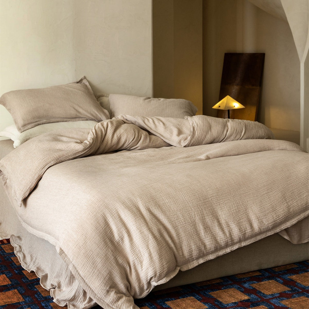 Lightweight Crinkled Cotton Gauze Duvet Cover & Pillowcase Set