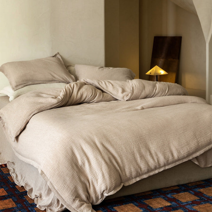 Lightweight Crinkled Cotton Gauze Duvet Cover & Pillowcase Set