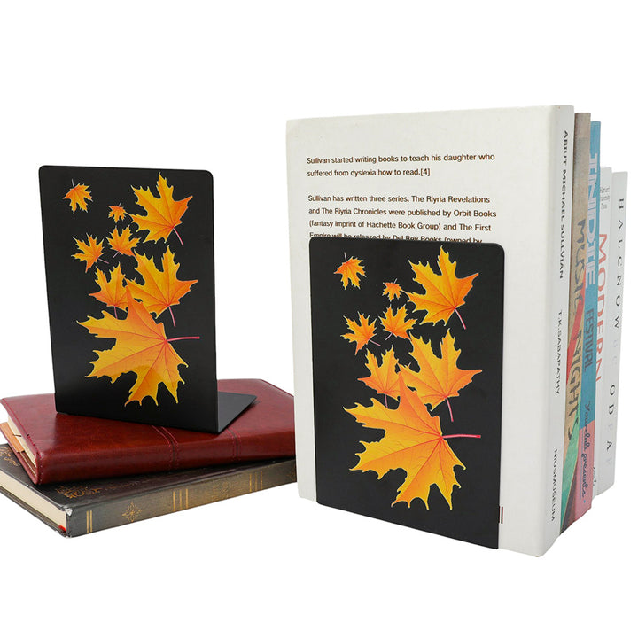 Decorative Leaf-Themed Bookends