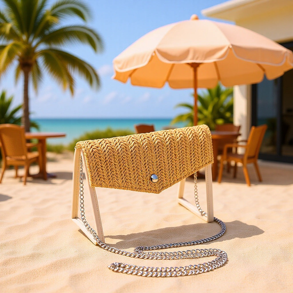 Elegant and Stylish Shoulder Bag Made of Spacious Transparent Material with Woven Lid Stornfield