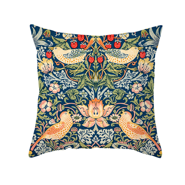 Botanical Heritage Jacobean Tapestry Square Pillow Cover with Concealed Zipper