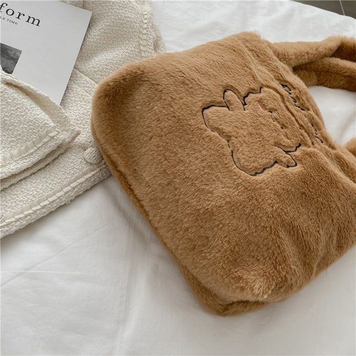 Plush Cartoon Bear Tote Bag