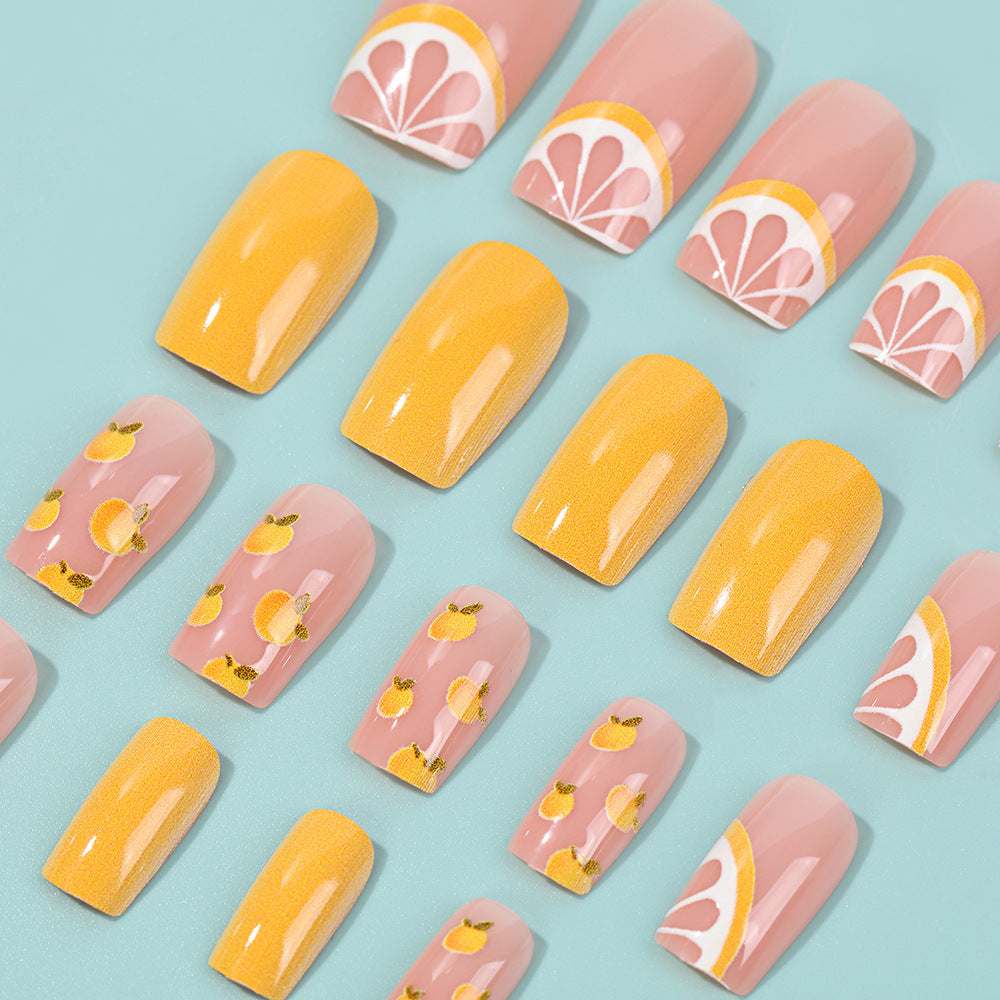 Artificial Nail Set with Fruity Lemon Design Stornfield