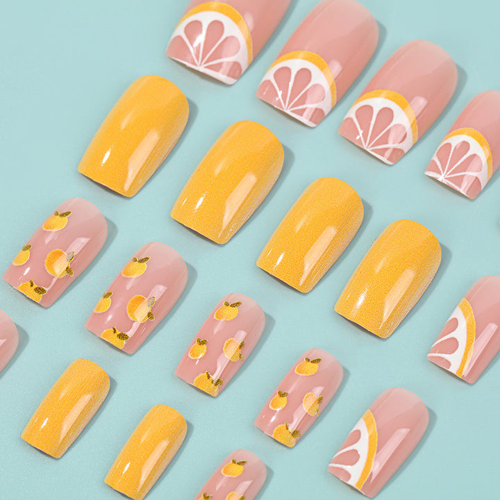 Artificial Nail Set with Fruity Lemon Design Stornfield
