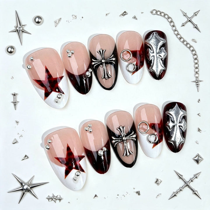 Gothic-Themed Press-On Nail Art Set