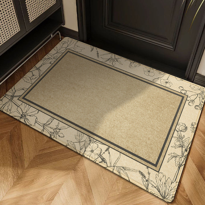 Decorative Floral Print Door Mat