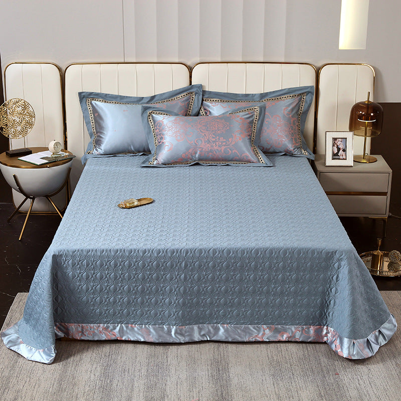 Quilted Microfiber Matelassé Bedspread with Satin Border & Matching Pillow Shams