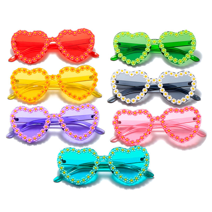 Ladies Love-Shaped Sunglasses with Floral Embellishments Stornfield