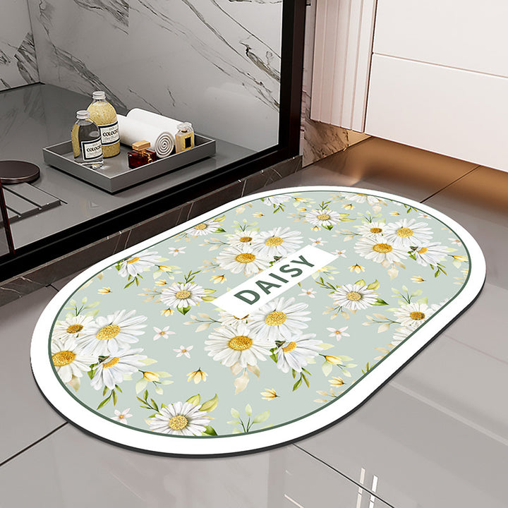Floral-Themed Non-Slip Bath Mat for Bathroom