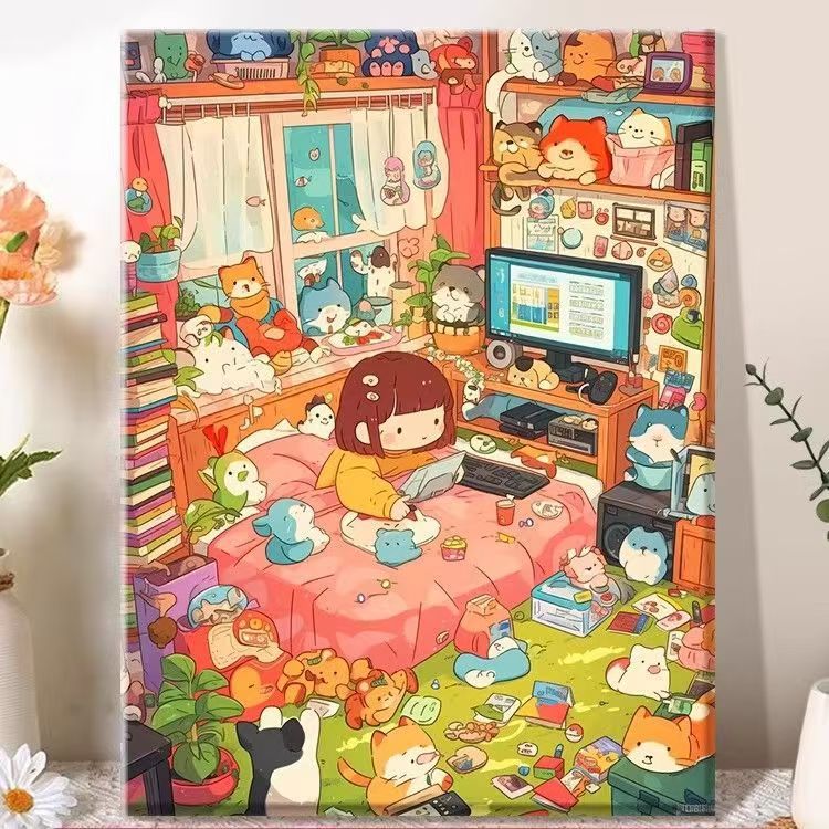 Playful Illustrated Bedroom Decor Canvas Art Stornfield