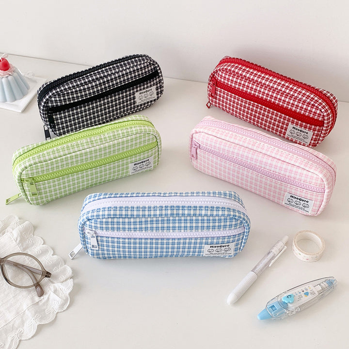 Stylish Gingham Checkered Pencil Case Stornfield
