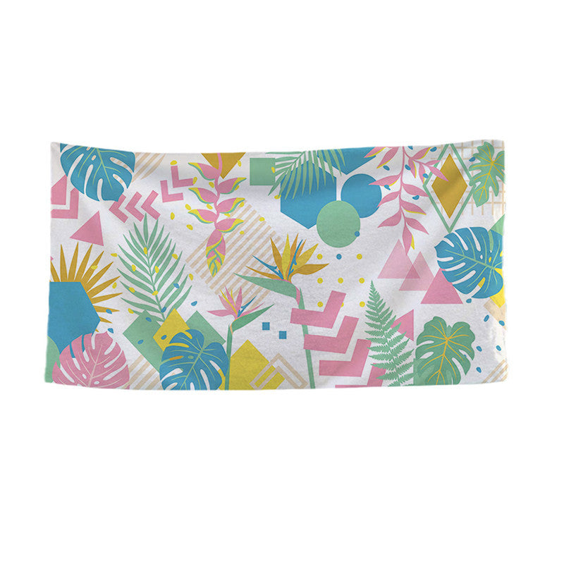 Large Microfiber Quick-Dry Tropical Leaf Print Beach Towel