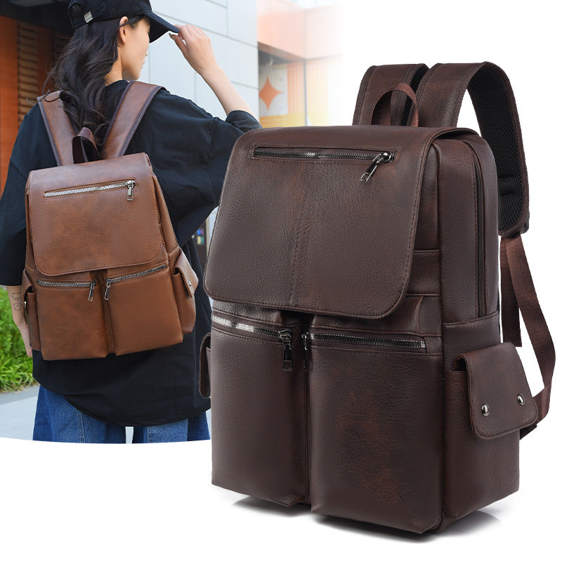 Stylish Multi-Pocket Leather Backpack Stornfield