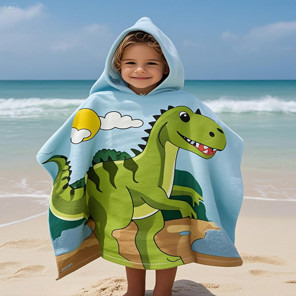 Kids' Fun Dinosaur-Themed Hooded Towel Poncho Stornfield