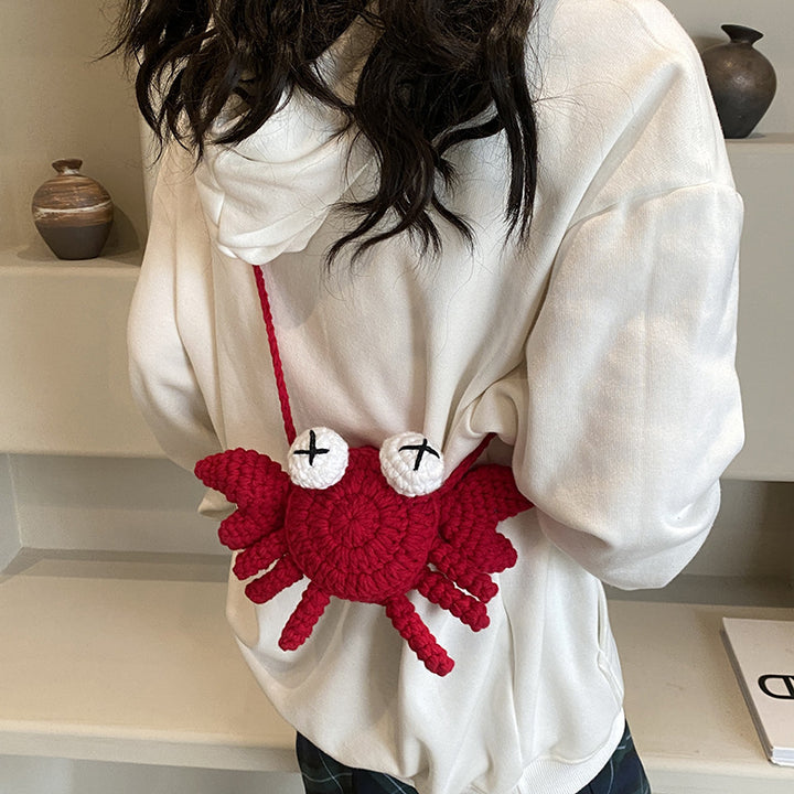 Crochet Crab-Shaped Crossbody Bag