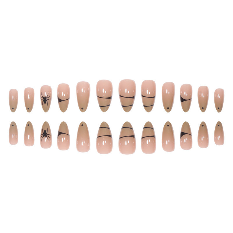 Artistic Stiletto Press-On Nail Set with Intricate Spider Design Stornfield
