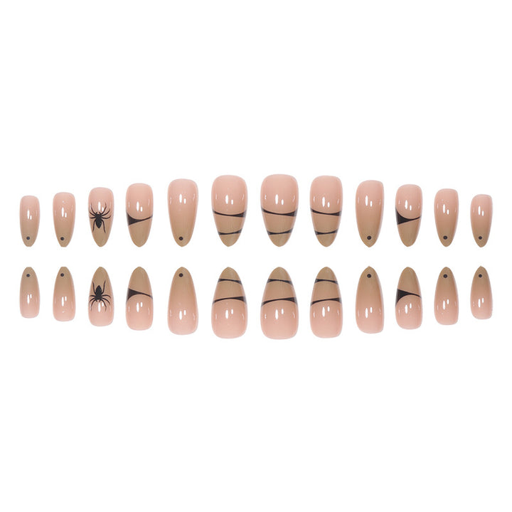 Artistic Stiletto Press-On Nail Set with Intricate Spider Design Stornfield