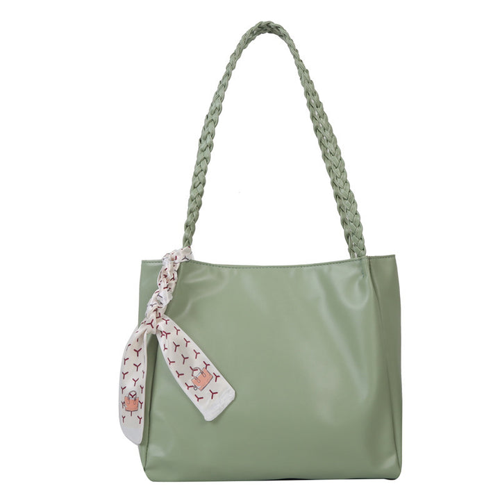 Glossy Faux Leather Tote Bag with Braided Straps