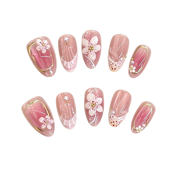 Detailed Floral Design Press-On Nail Set Stornfield
