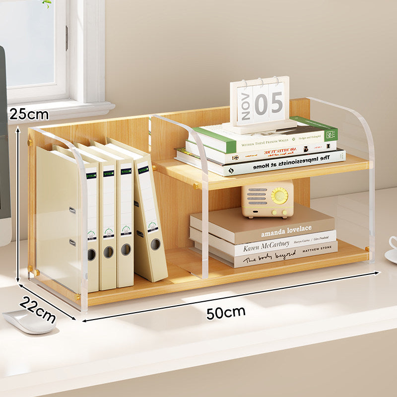 Curved-Acrylic Panel Dual-Compartment Desktop Book and Document Organizer