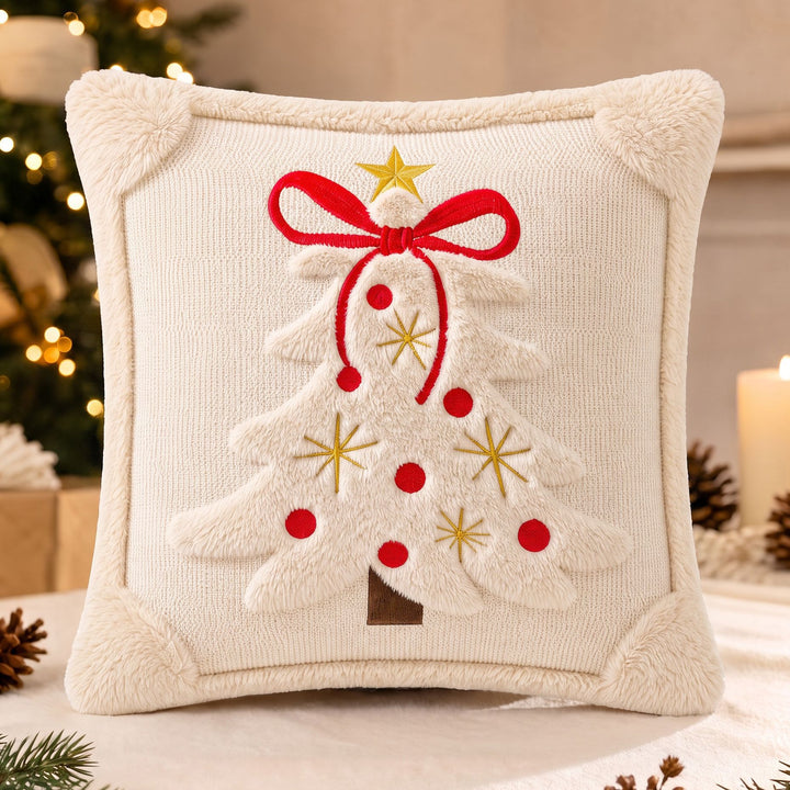 Autumn Plush Decorative Throw Pillow with Dimensional Pumpkin Applique