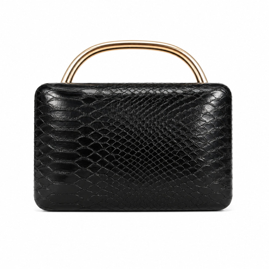 Structured Python-Embossed Handbag