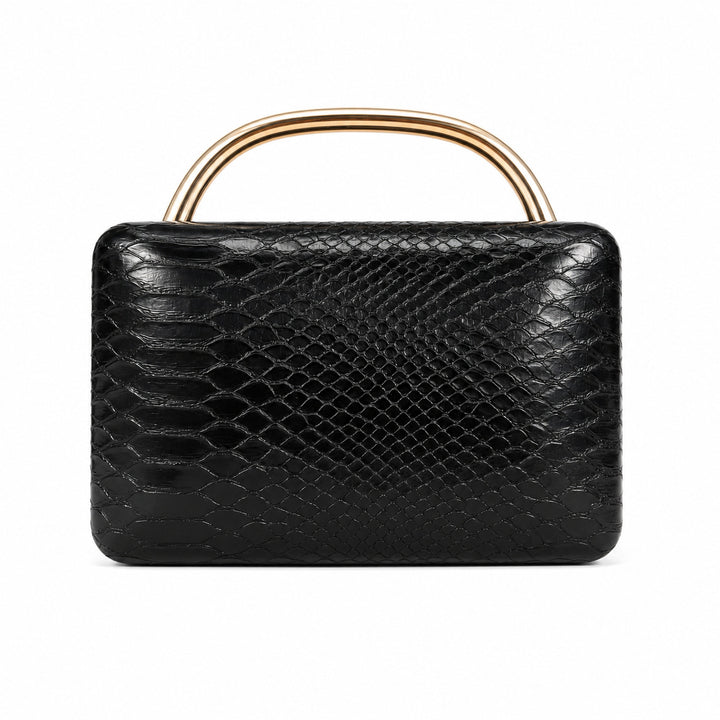 Structured Python-Embossed Handbag
