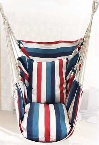 Hanging hammock chair with reinforced cotton canvas and integrated arm pockets Stornfield