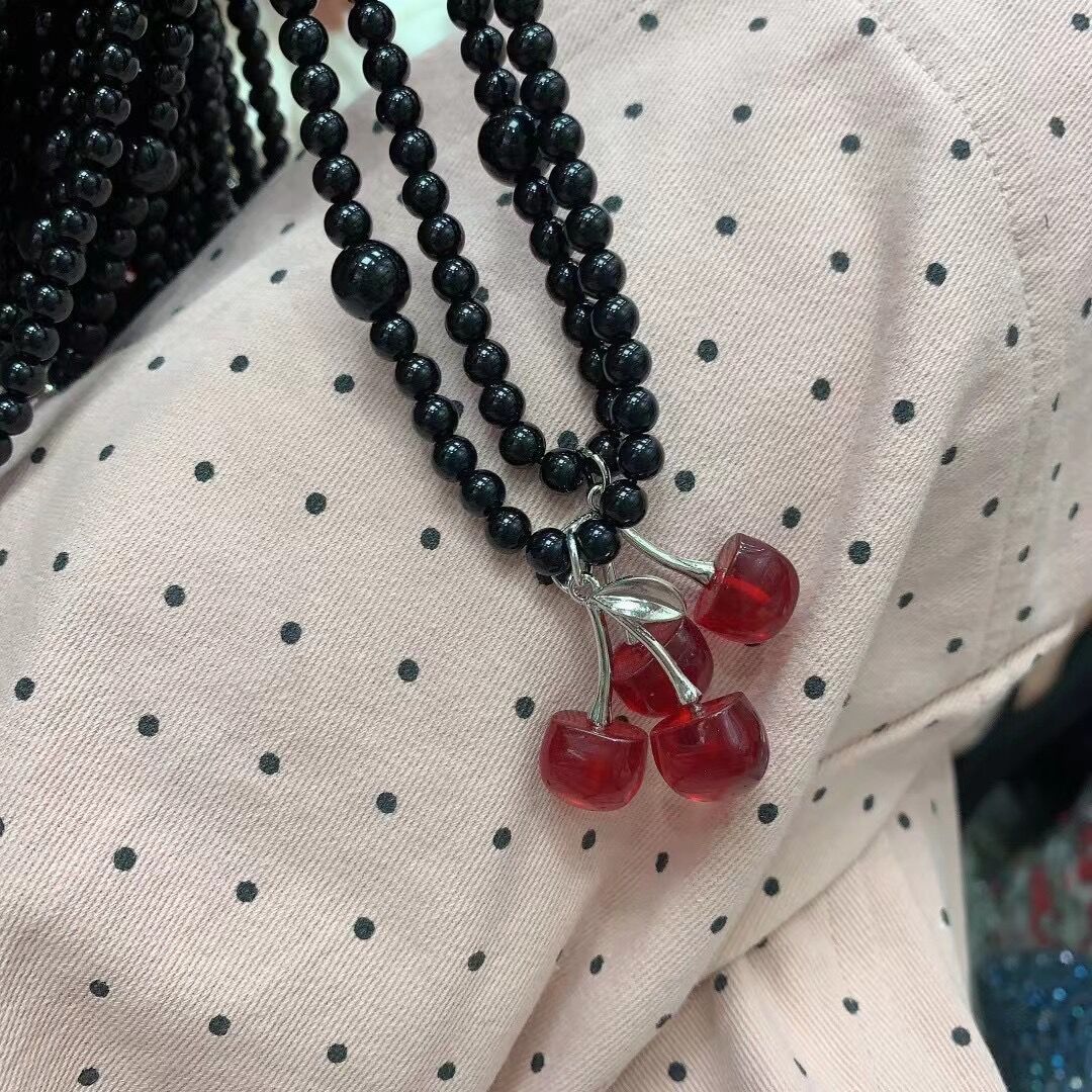 Playful Cherry-Themed Beaded Necklace Stornfield