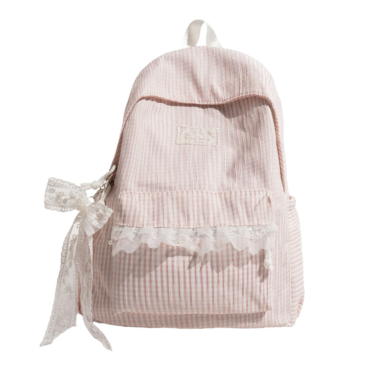 Charming Striped Lace-Trimmed Backpack Stornfield