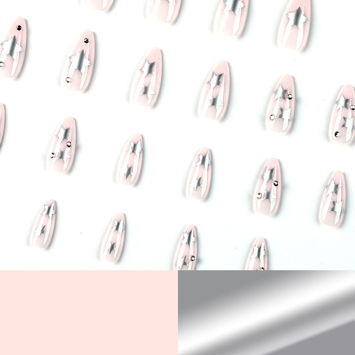 Artistic Nail Extensions with Silver Star Design Stornfield