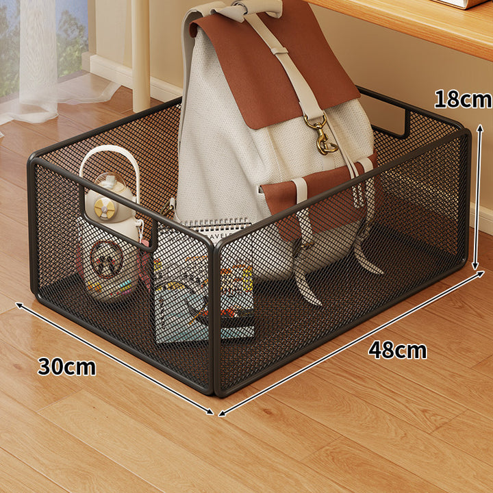 Under-Desk Rolling Mesh Utility Basket with Locking Swivel Wheels