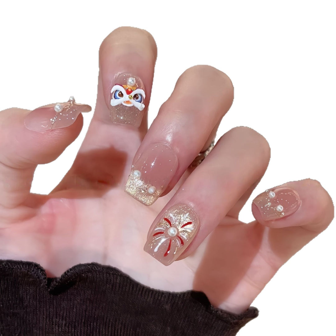 Artificial nails with elegant pearl and flower accents Stornfield
