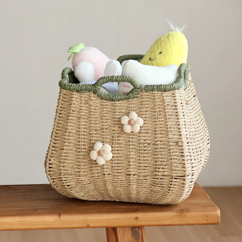 Stylish storage basket with flower appliqué Stornfield