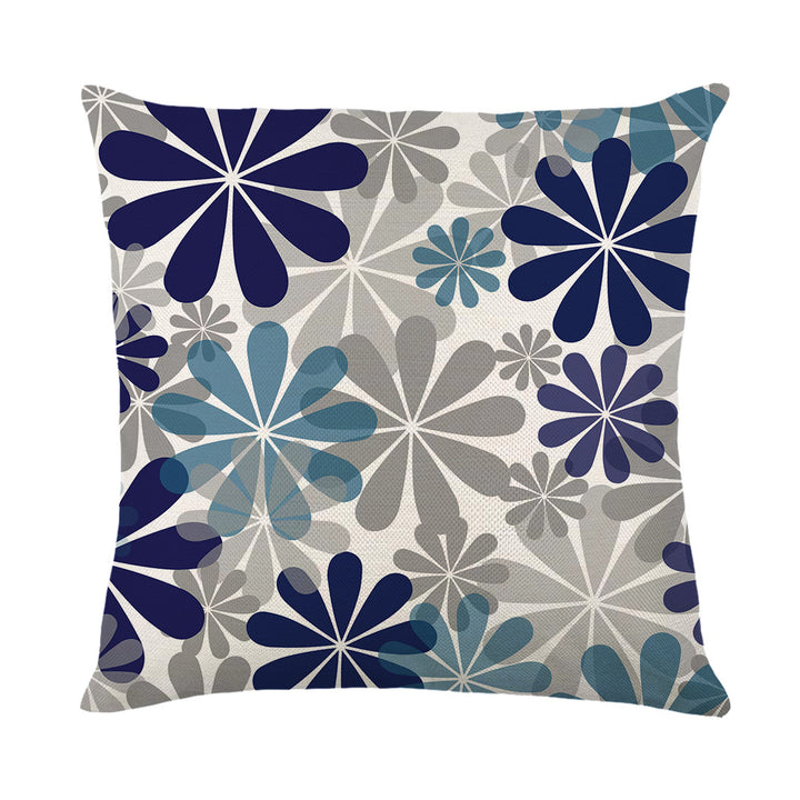 Artistic Daisy Print Linen Throw Pillow