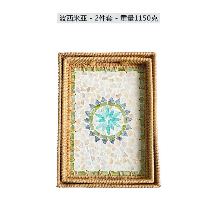 Women rectangular serving platter with handmade mosaic Stornfield