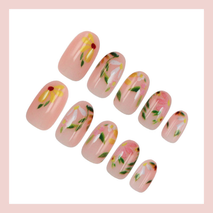 Artificial Nails Set with Floral Decorations Stornfield