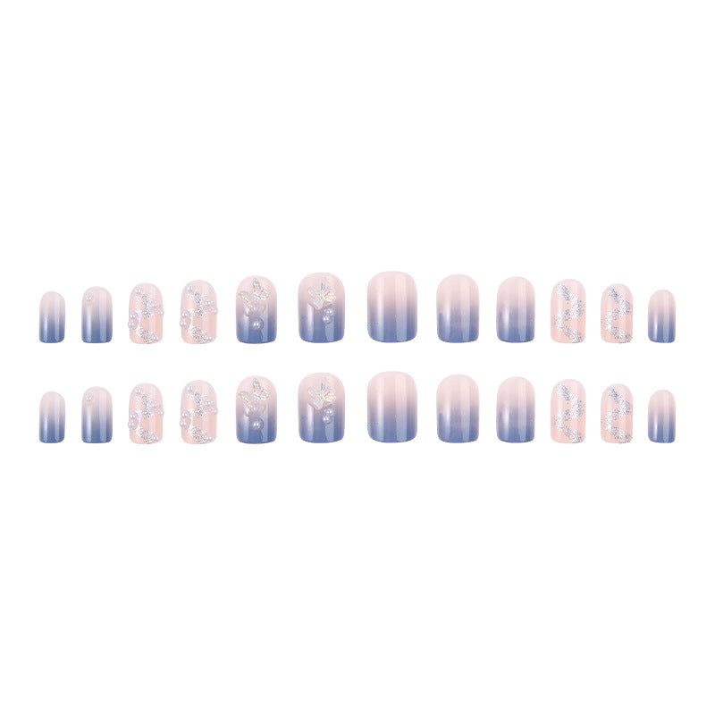 Acrylic nail set with sparkling glitter elements and appealing ombre design Stornfield